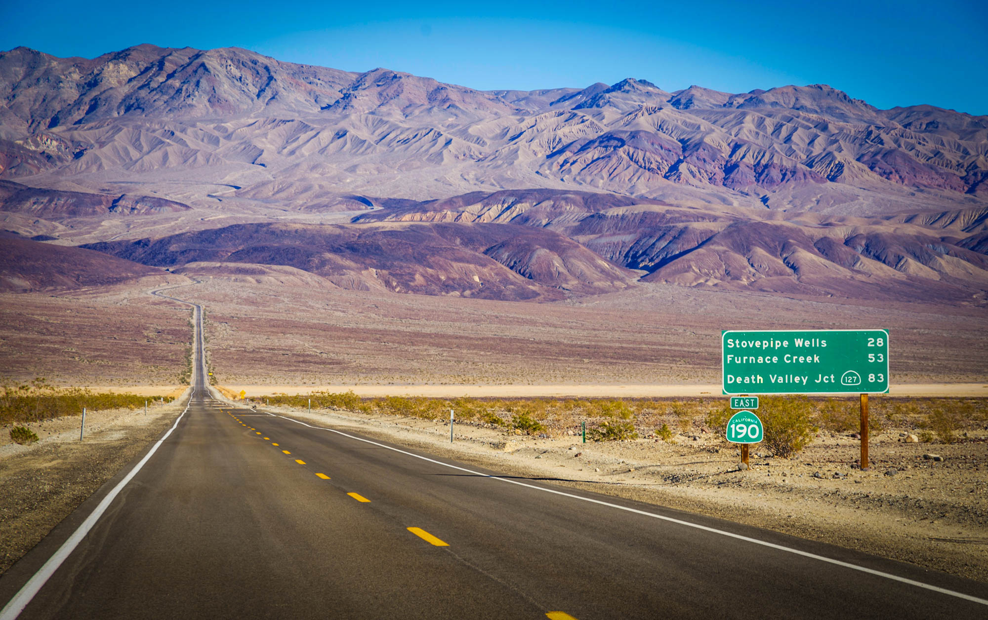 Road sign in the Death Valley,California